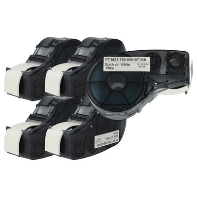5x Schriftband für Brady M210 M210-LAB M211 LABPAL Schwarz/Weiß 19,05mm 6,4m