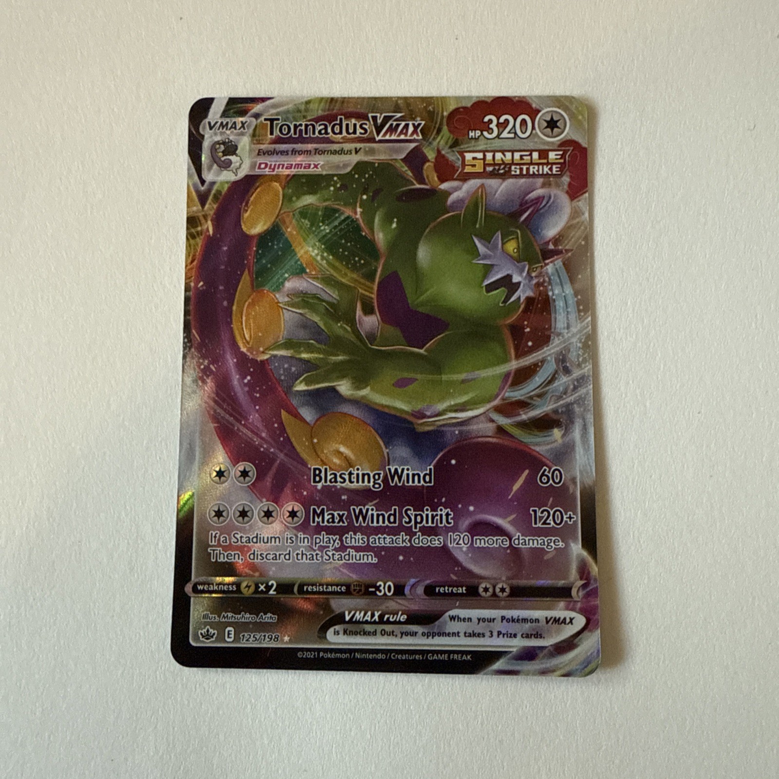 Tornadus VMAX - 125/198 - Pokemon Chilling Reign Sword & Shield Rare Card NM