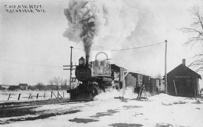 Railroad Train Station Depot Rockfield Wisconsin WI - Reprint