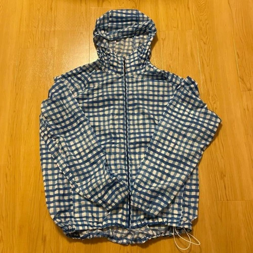 Marni Reversible Parka Mens XL Blue Plaid Hooded Nylon Casual Shell Jacket Coat - product listing photo