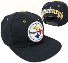Vintage 90s Drew Pearson NFL Pittsburgh Steelers Old English Snapback Hat Cap