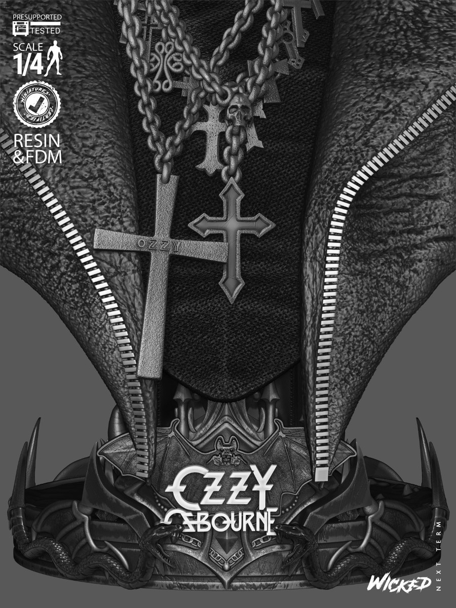Ozzy Osbourne - Black Sabbath (Bust) - 1/4 Scale 3D Print Model