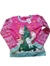 Girls Kohl's 33 Degrees Sweater Cat Christmas Tree Size XL