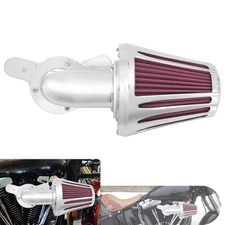 Cone Chrome Air Filter Red Intake For Harley Softail Breakout Fatboy FLSTF 00-15