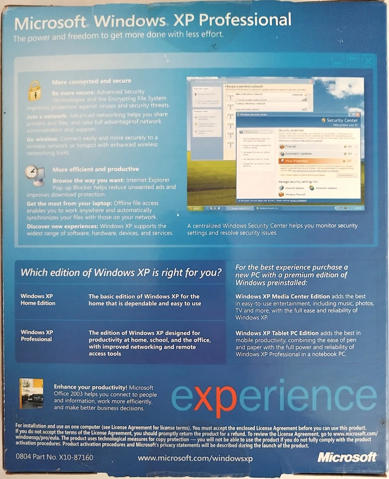 Microsoft Windows XP Professional w/SP2 Full English Version MS WIN PRO =SEALED= - Image 2 of 4