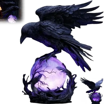 Violet Glow Raven's Moonlight LED Lamp Ravens Crow Table Lamps Halloween Decor