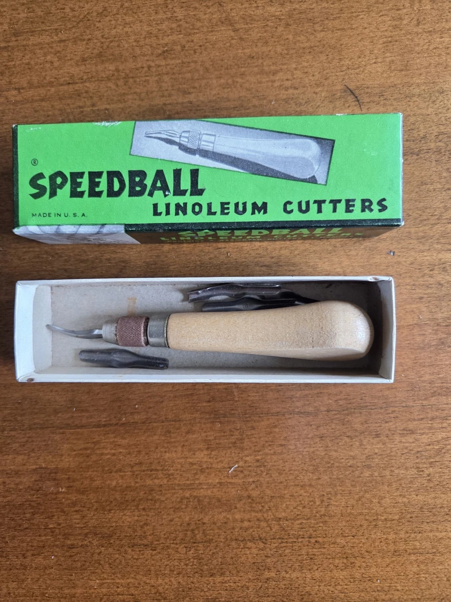 Outil Coupe Linoléum Speedball N°1 Ancien - Avec Lames Et Boîte D'origine - Occasion
