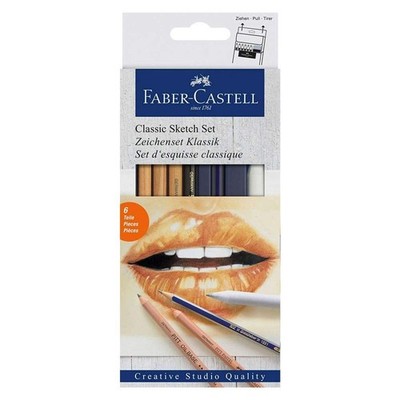 114004 - Classic Sketch Set, 6-teilig, mit 1 Bleistift, 1 Pitt Oil Base