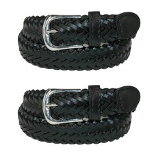 CTM Boys' Leather Braided Dress Belt Pack of 2 