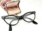 Vintage SRO BLACK Frames Embellished Cat Eye Eyeglasses with Retro Case — photo 7