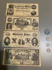 3 Replica Confederate & Province Of Hawaii Currency + 4 Coins (Canada 1852 1867)