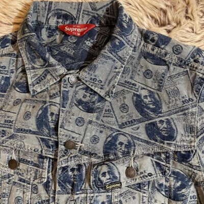 Supreme 100 dollar bills denim trucker jacket size small | eBay UK