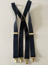 Men  s Suspenders Black Adjustable Metal Brass Finish