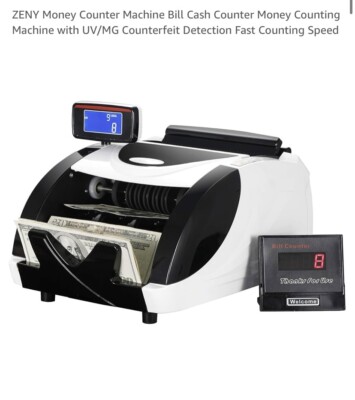 Fully Automatic Money Bill Counter W/  UV / MG Counterfeit Detection Zeny