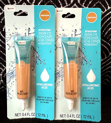  2pk B PURE MEDIUM UNDER EYE CREAM FULL CONCEALER FOUNDATION HYALURONIC ACID  