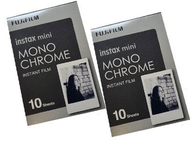 2x Fuji Instax Mini Film Monochrome 2 Filme je 10 Bilder, schwarz/weiß