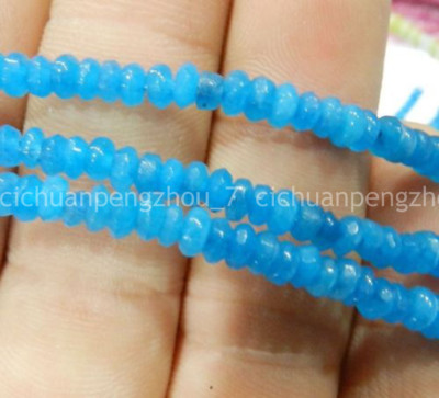 2x4mm Natural Aquamarine Faceted Rondelle Gemstone Loose Beads 137103083633