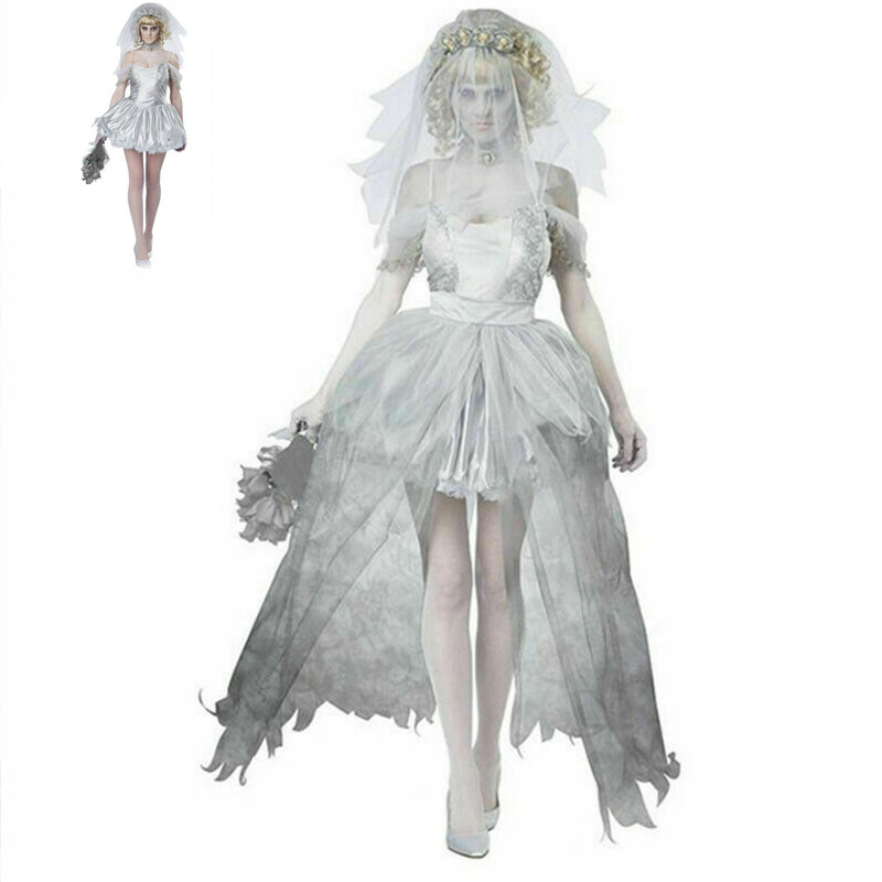 Ladies Set New Zombie Bride Couple Fancy Dress Adult Costume Halloween Outfit Ebay