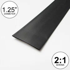 1.25" ID Black Heat Shrink Tubing 2:1 ratio 1-1/4" wrap (2 feet) inch/ft/to 30mm