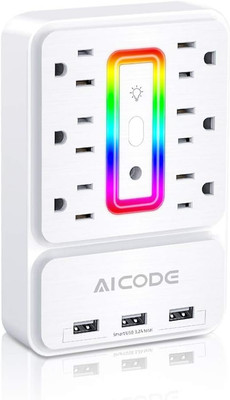 Multi Plug Outlet Extender, 6 Outlet Surge Protector with 3 USB Charger(3.2A Tot