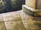 Vintage  Tropical Architecture Painting Signed Textured Fantasy Moody Seascape — photo 4