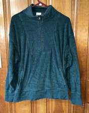Aerie Offline Terry Cloth 1/2 Zip Pullover Sweatshirt Green Medium