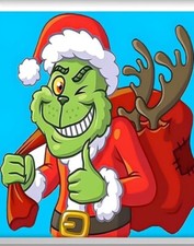 Framed Grinch Christmas Paint By Number-size 7.8x7.8- DIY Supplies Included.