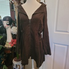 Soft Surroundings Cloak Jacket Lagenlook Solid Brown Size Xs Full Zip Sweater