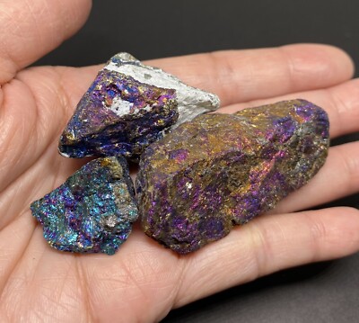 Chalcopyrite Genuine Stones From Mexico 3 Pcs 94g Total