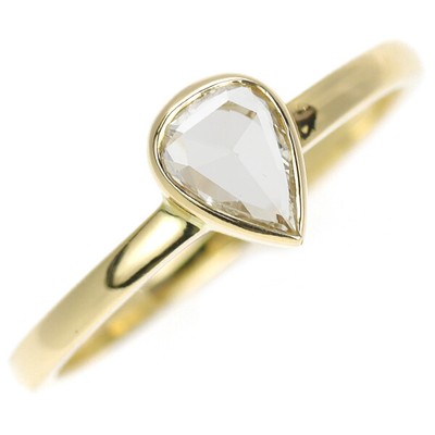 K18YG Pear Shape Rose Cut Diamond Ring 0.30ct - Auth free shipping 