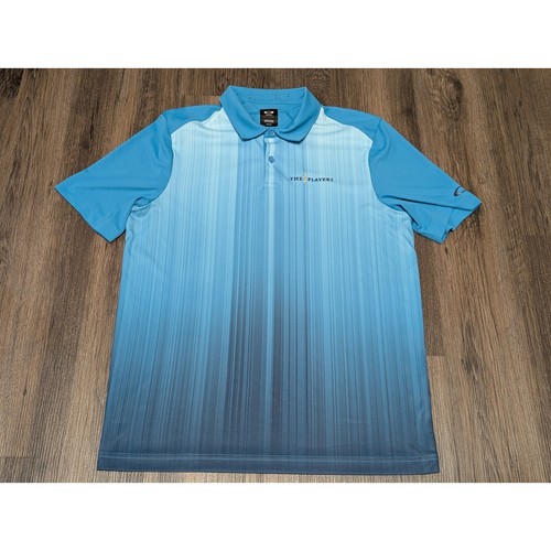 Oakley The Players Golf Polo Shirt Gradient Blue Moisture Wicking Mens Size S