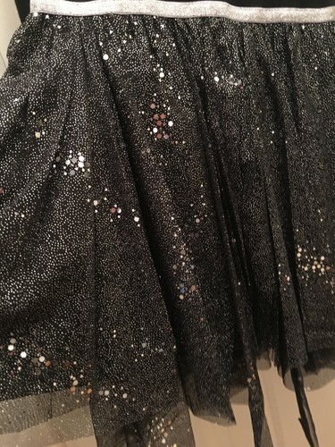 Skater Dress Girl's Black & Silver Size M 7/8 Silver Tulle Sequins NWT - Picture 3 of 11