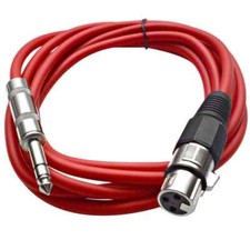 10 Foot Red XLR Female to TRS Patch Cables PA DJ Cords XLRF to 1/4"