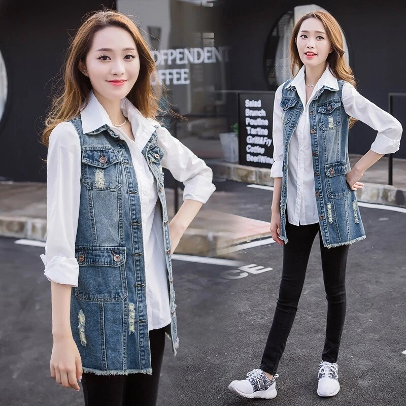 Denim waistcoat cheap for ladies