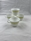 4 Vintage Pyrex Summer Impressions Sunshine 8 oz. White Milk Glass Tea Cups