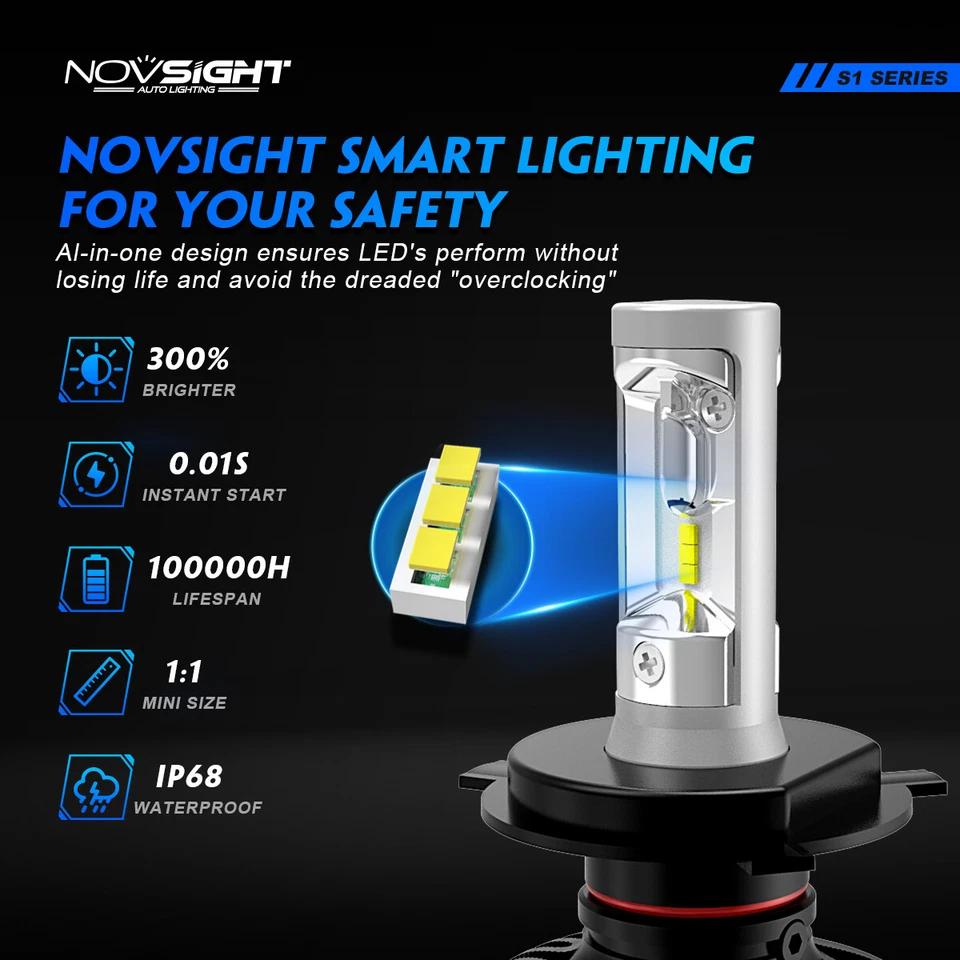 2x 9005 9006 H4 H11 Kit de conversión de faros LED haz alto/bajo 6500K blanco brillante Foto 3 de 4