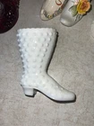 Fenton Art Glass White Hobnail Laced Shoe Boot Marked Fenton Vintage Offers