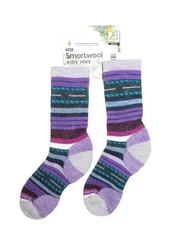 Smart Wool Youth Kids L Shoe size 3-6 Purple Multi Wool Blend Winter Ski Socks