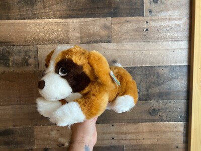 Plushland Dog VTG 2000 Stuffed Puppy Eyes 12'' Original Tags Soft Cuddly Kids Toy