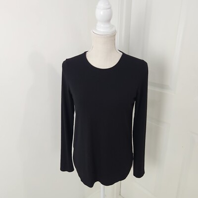 Eileen Fisher Top Womens SP Black Jersey Knit Untucked Hem