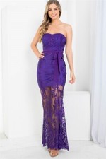 Violet Purple Lace Overlay Maxi Dress Size Large Formal Travel Cocktail Prom