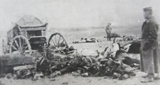 WWI RPPC German Officers Baggage Wagon Struck by Bomb Real Photo Postcard 