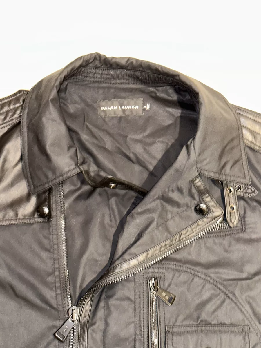 Ralph Lauren Black Label Men s Large Moto Nylon Leather Purple Label Jacket