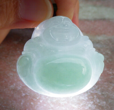 Certified Green Burma Natural A Jade jadeite pendant Buddha God 开心佛 642441 AS