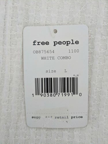 Free People Womens sz L Snow Day Thermal White Black NWT $128 - Picture 7 of 8