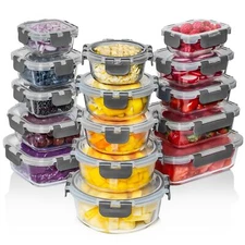 Razab 30 PC Glass Food Storage Containers with Lids - Reusable Glass Meal Pre...