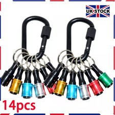 2x 7x Hex Shank Screwdriver Bit Holder Extension Bar Tough Keyring Keychain UK