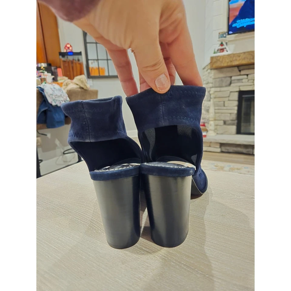 Patricia Nash Mujer Azul Gamuza Punta Abierta Botines Informales Elegantes Boho 8.5 Foto 4 de 4