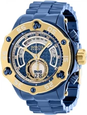Invicta 52mm Excursion Fusion SHAQ .27ctw DIAMOND Swiss Chrono BLUE/GOLD Watch