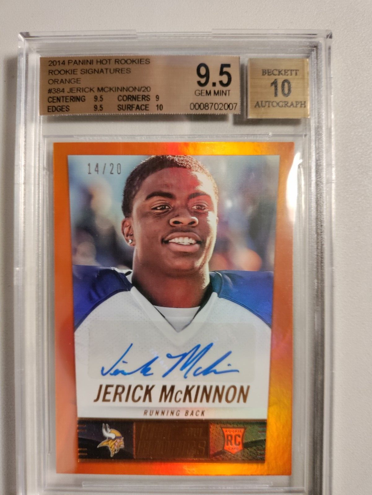 Jerick McKinnon Panini Score #384 Hot Rookies Autograph